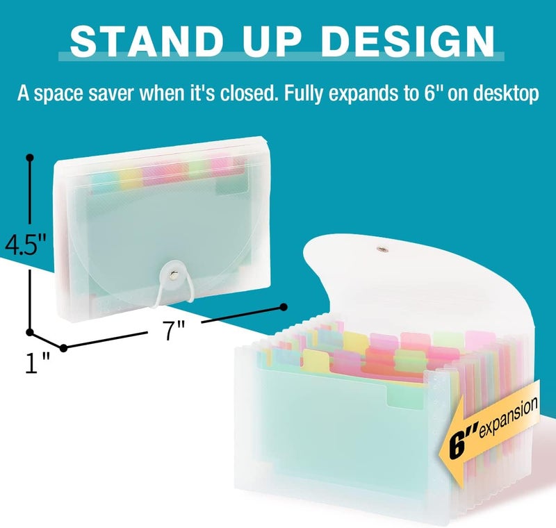 H4D Coupon Receipt Holder, 13 Pocket Accordion File Organizer, 7x4.5 Inches, Colored - Image 2